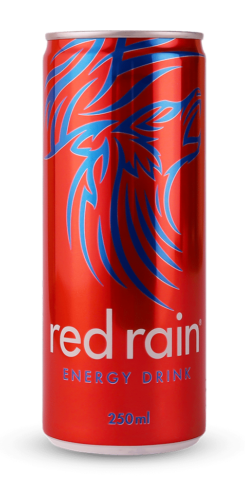 Red Rain Energy Drink bottle