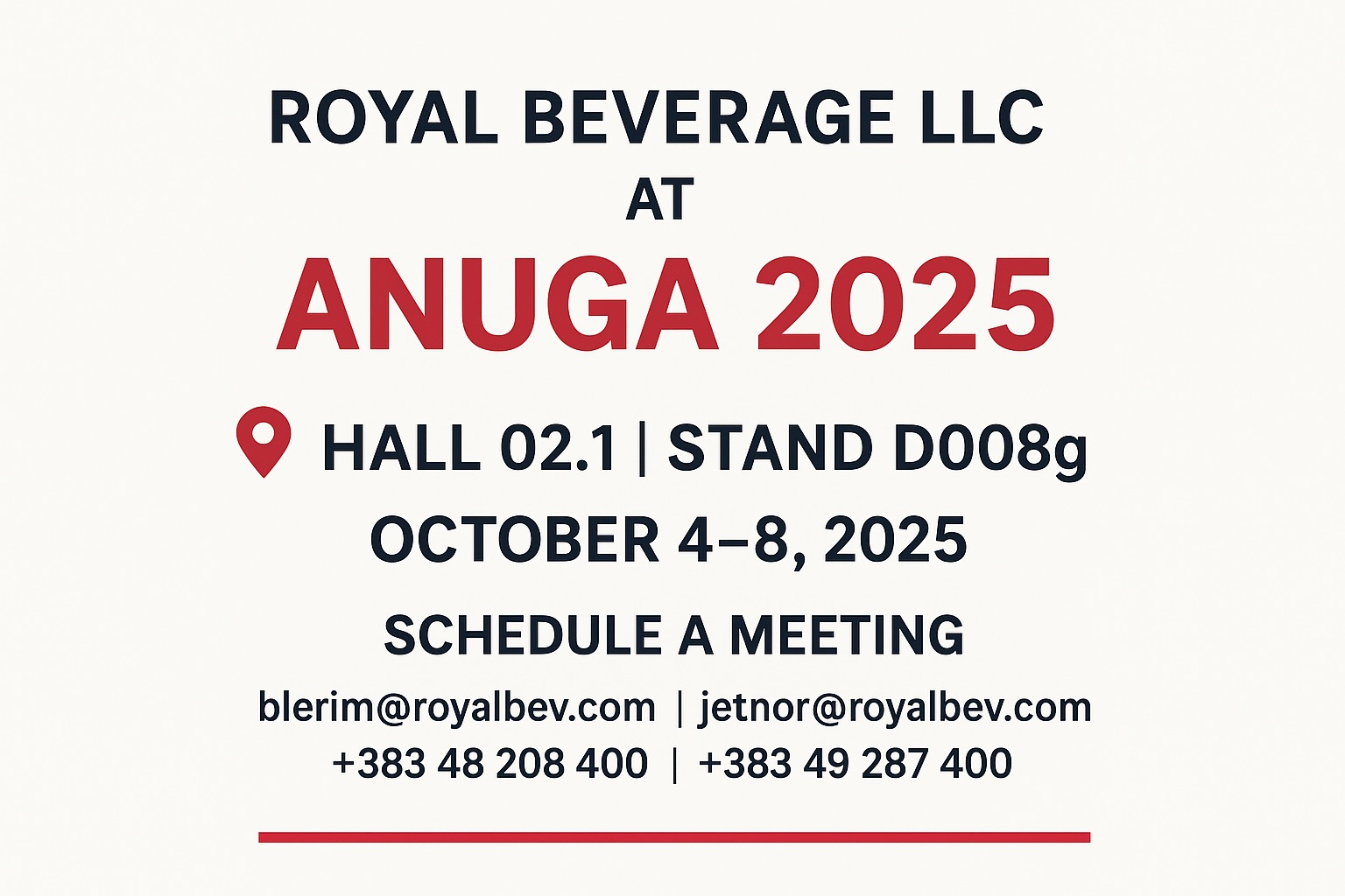 Royal Beverage LLC at ANUGA 2025 – Let’s Meet in Cologne!